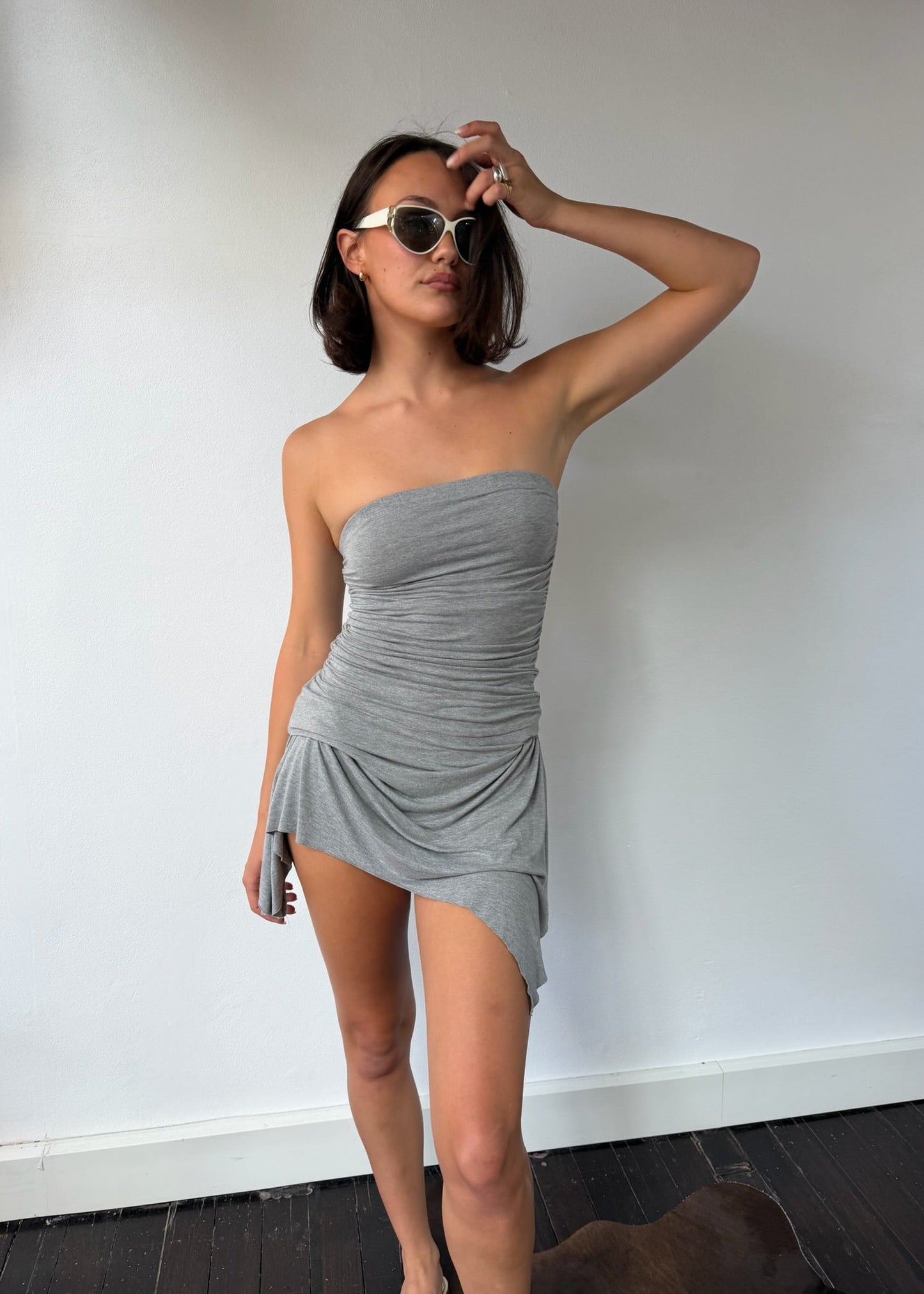 BAMBOO TUBE DRESS - GREY MARLE