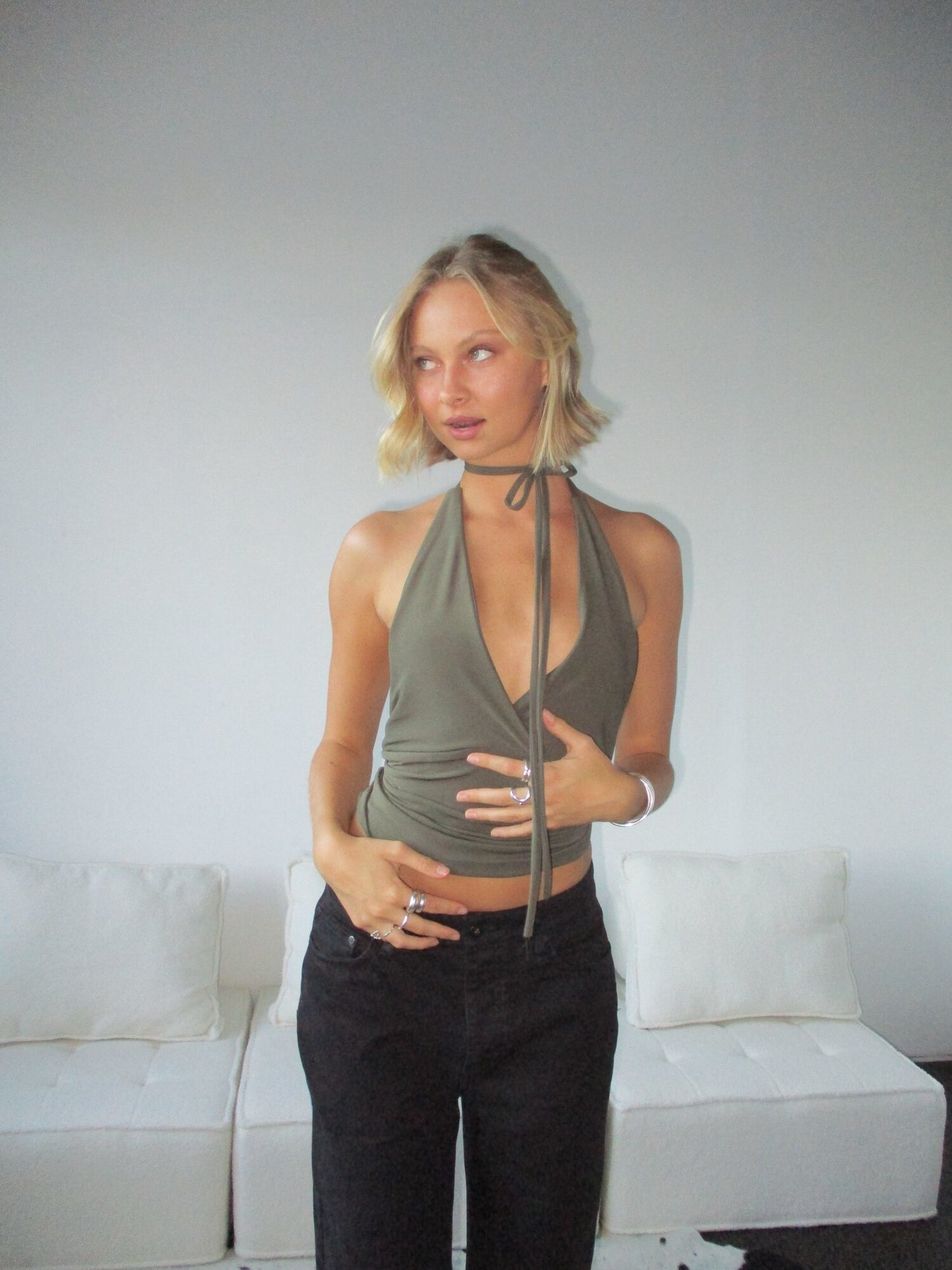 BALLERINA HALTER - KHAKI