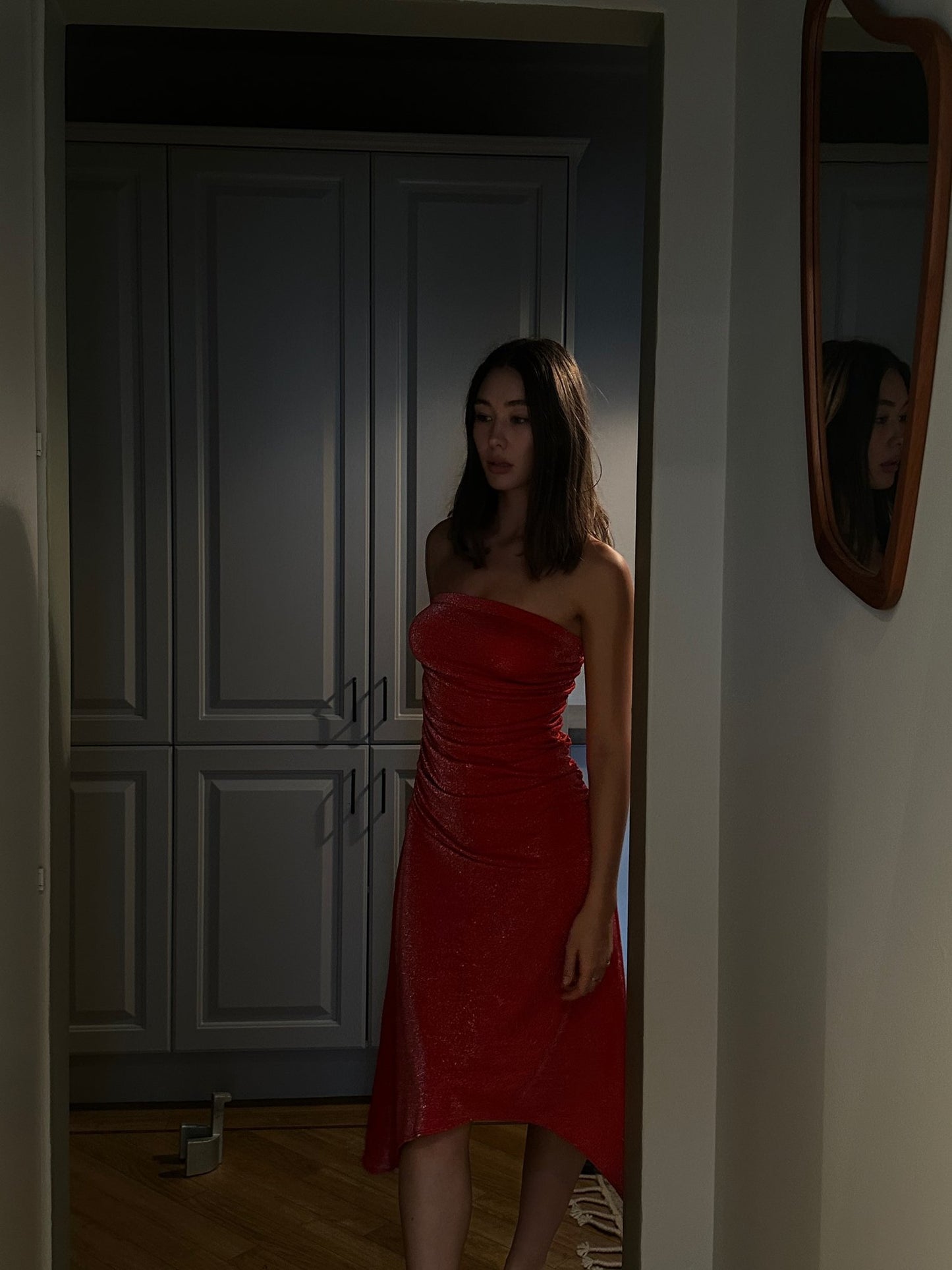 SPARKLE MIDI DRESS - CHERRY