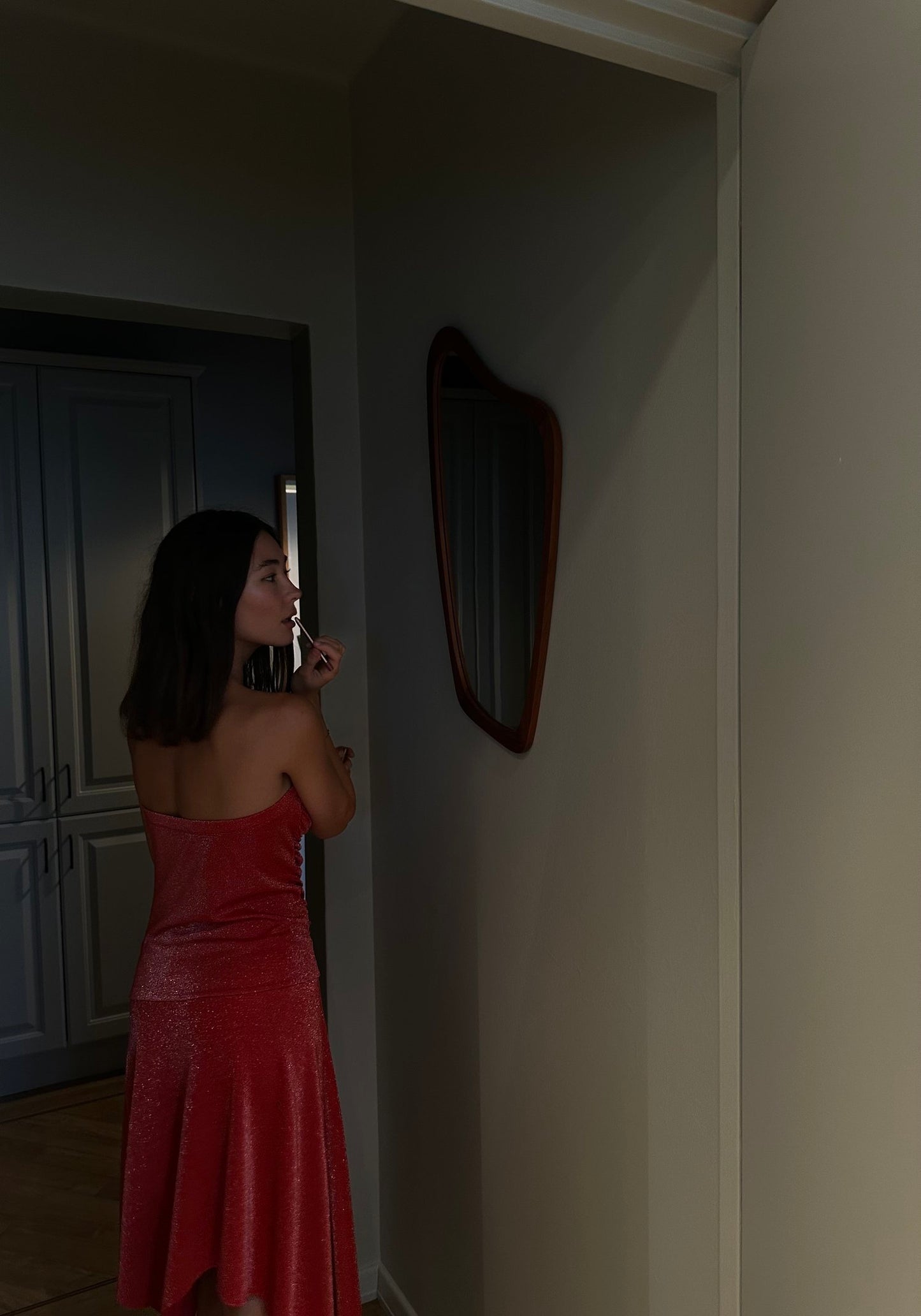 SPARKLE MIDI DRESS - CHERRY