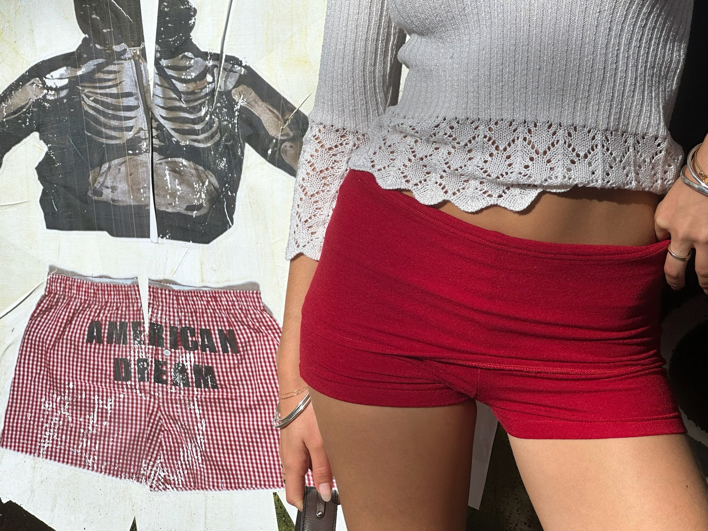 CHERRY KNIT FOLD OVER SHORTS