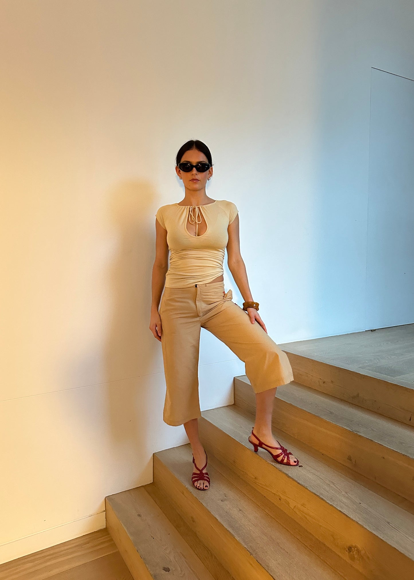 KEYHOLE MULTI WEAR TOP - BUTTER