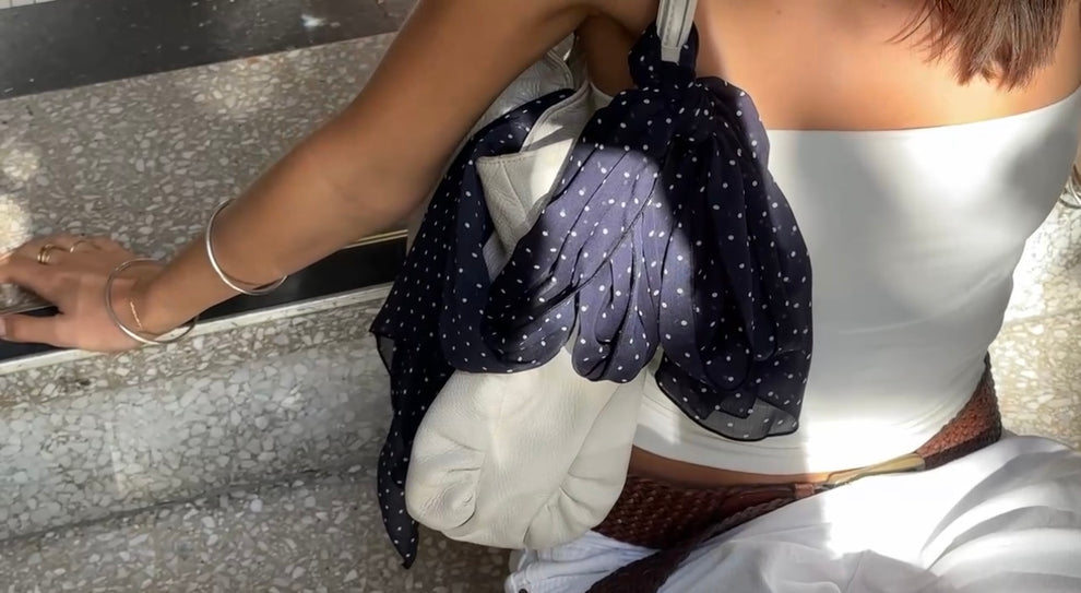 Polka Dot Scarf - Navy