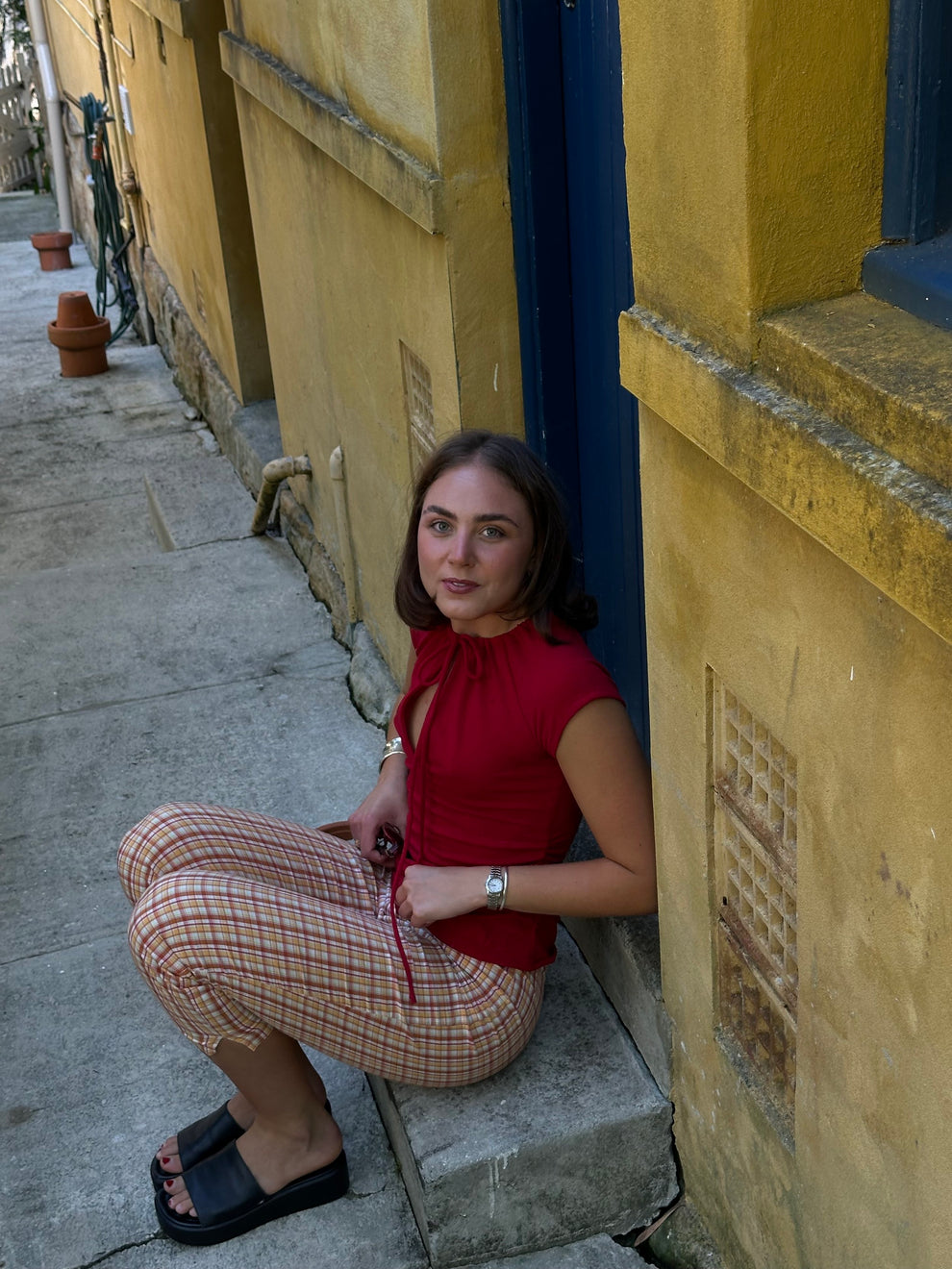 KEYHOLE MULTI WEAR TOP - CHERRY KNIT