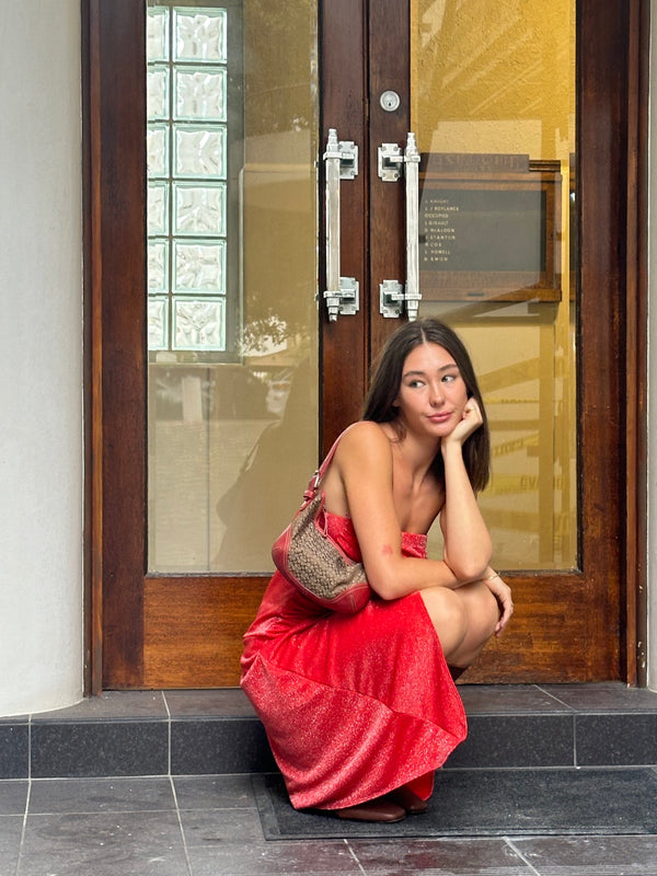 SPARKLE MIDI DRESS - CHERRY