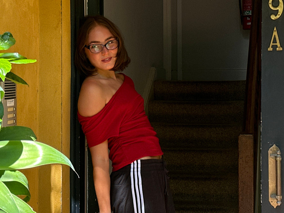 KEYHOLE MULTI WEAR TOP - CHERRY KNIT