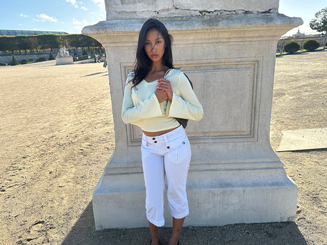 COTTON LIMONCELLO V-NECK LONG SLEEVE