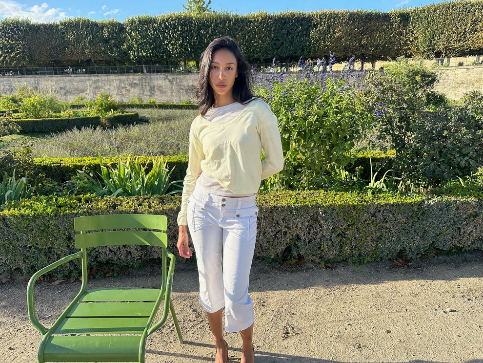 COTTON LIMONCELLO V-NECK LONG SLEEVE