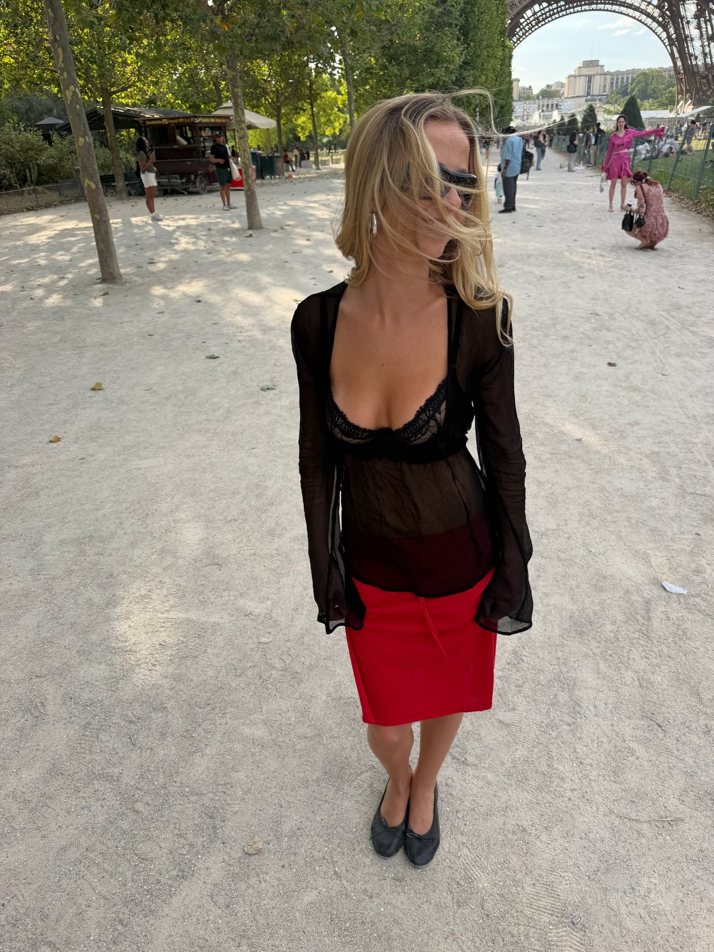 KNIT MIDI SKIRT - RED