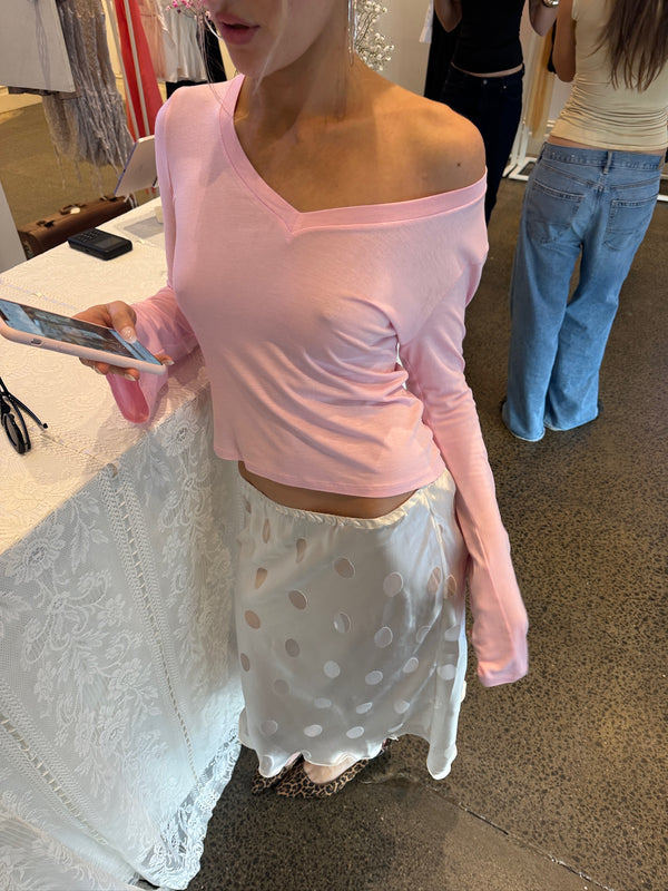 COTTON BABY PINK V-NECK