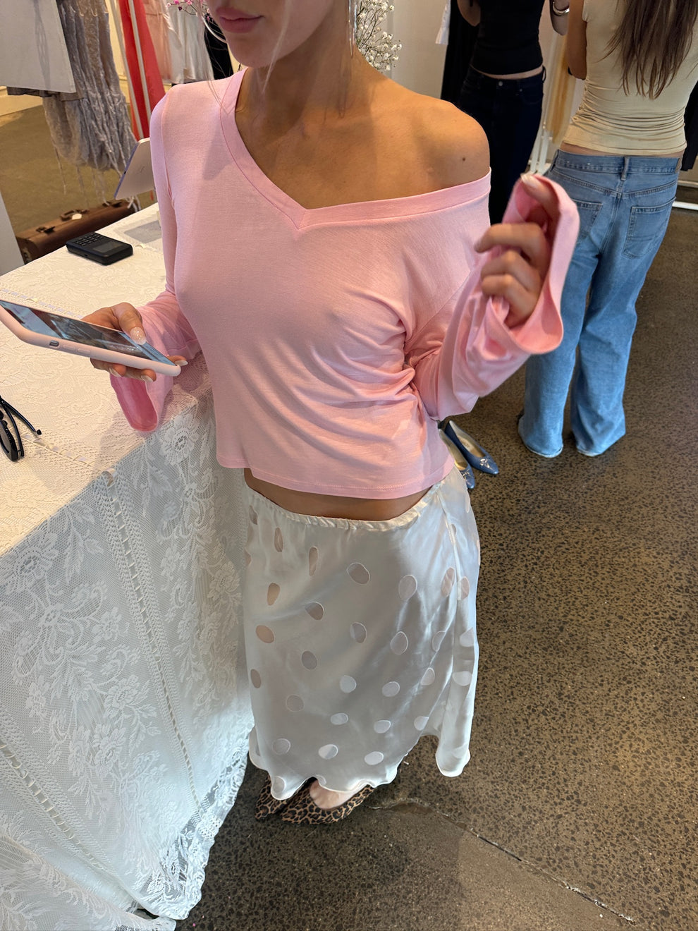 COTTON BABY PINK V-NECK