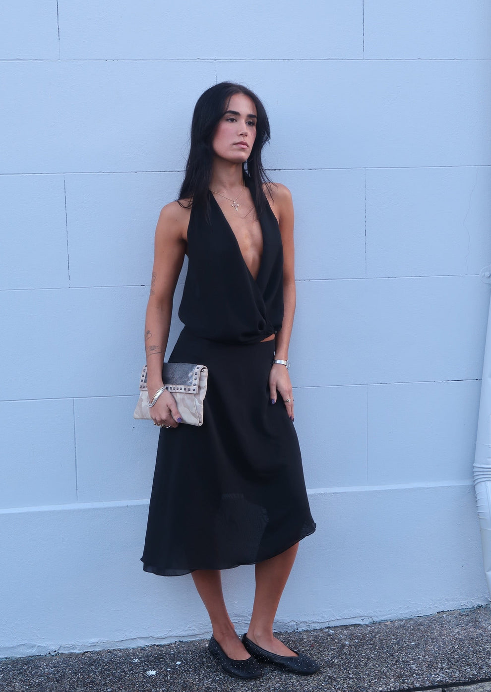TIDE MIDI SKIRT - BLACK