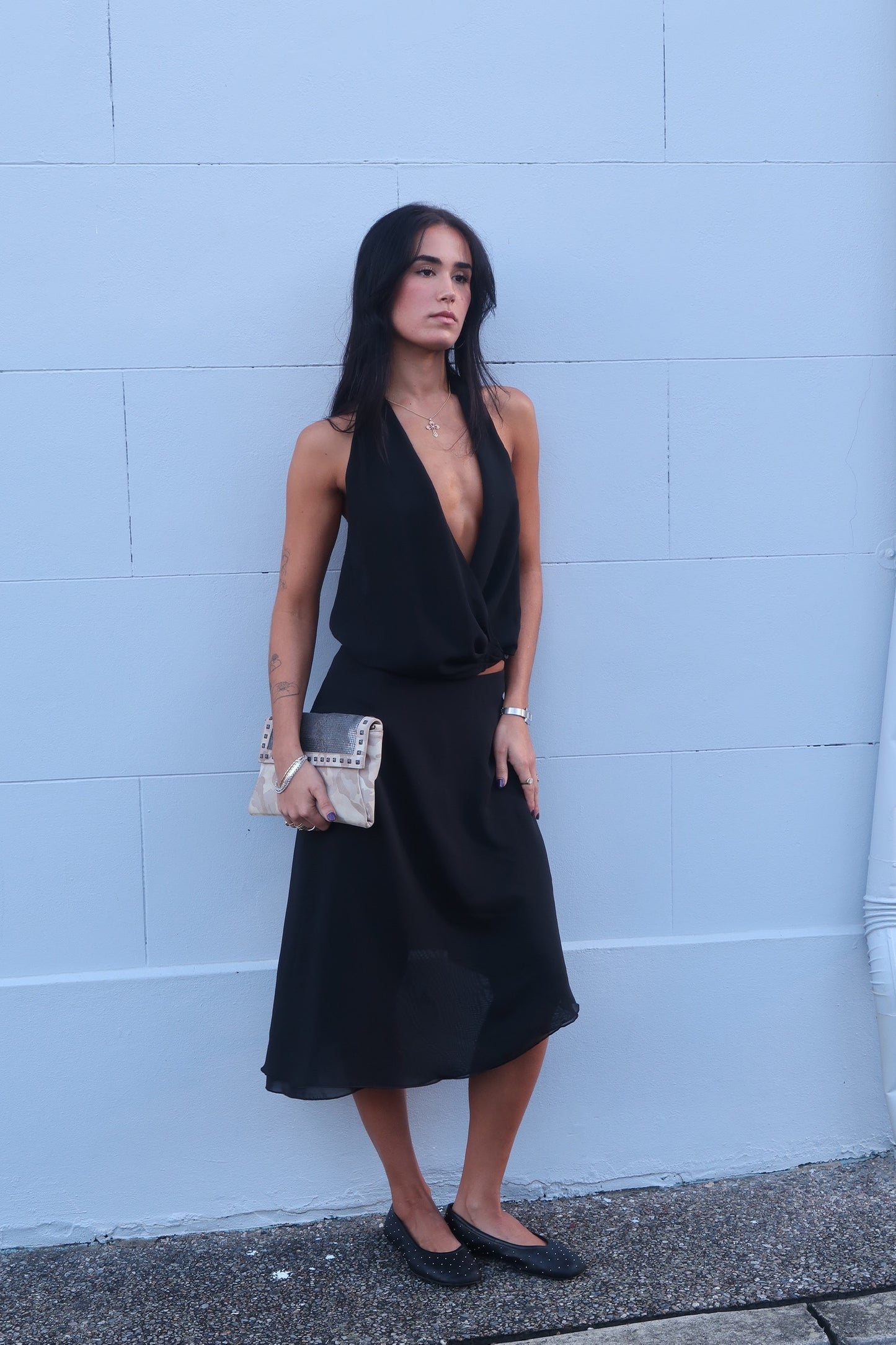 TIDE MIDI SKIRT - BLACK