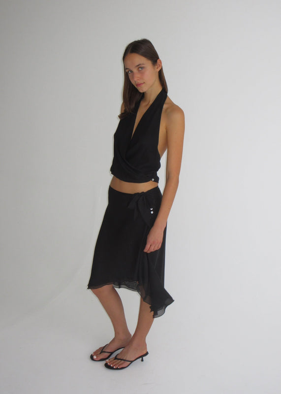 TIDE MIDI SKIRT - BLACK