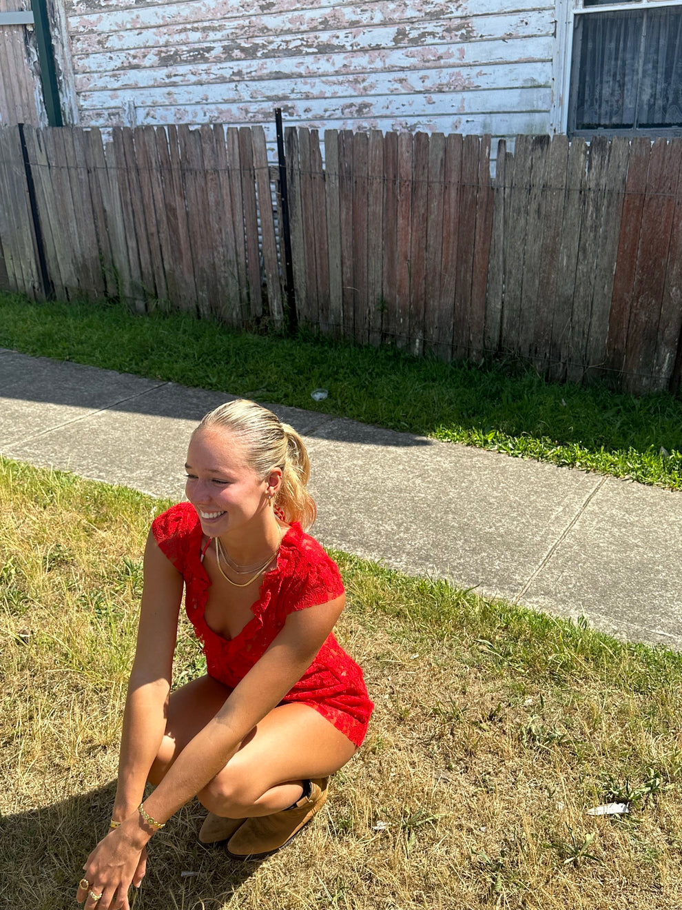 LACE MINI DRESS - RED