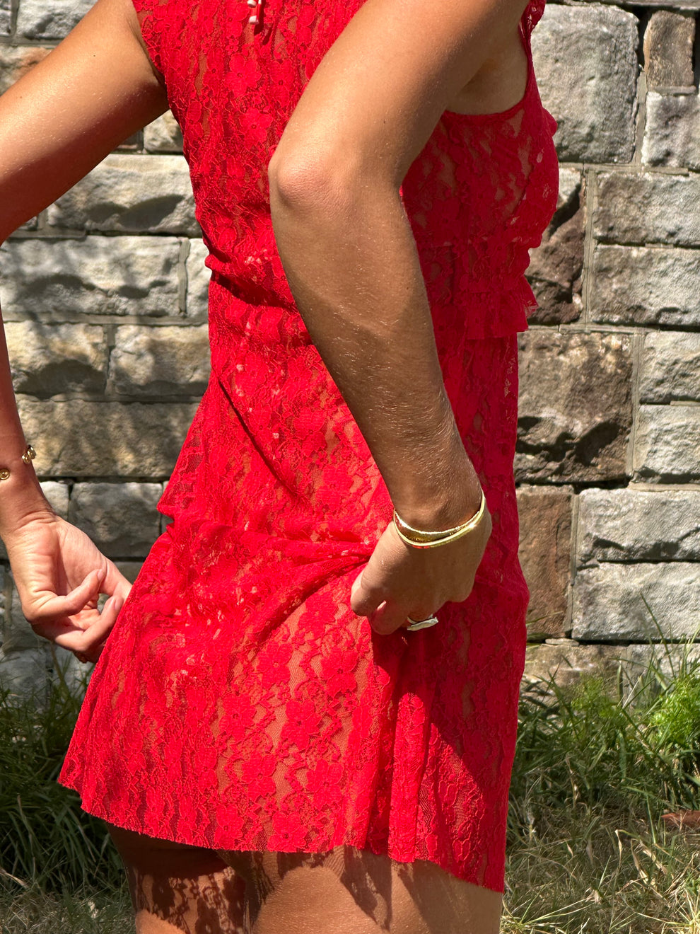 LACE MINI DRESS - RED