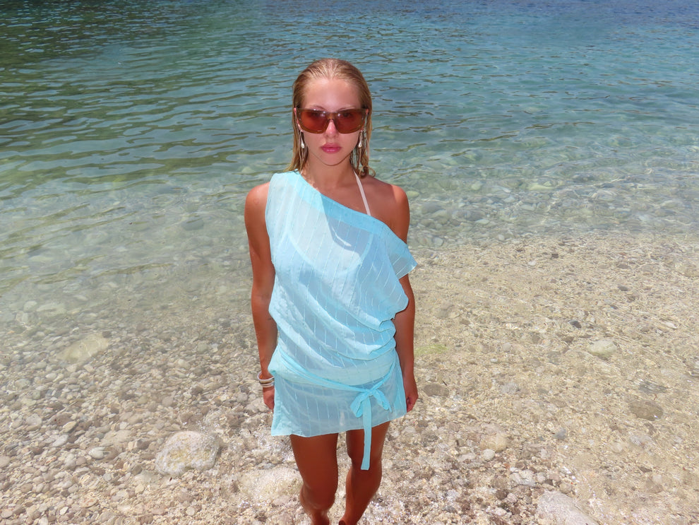 SEQUIN MINI DRESS - AQUA