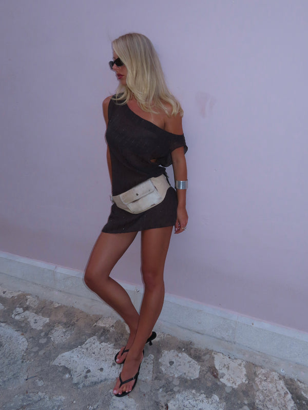 SEQUIN MINI DRESS - CHOCOLATE