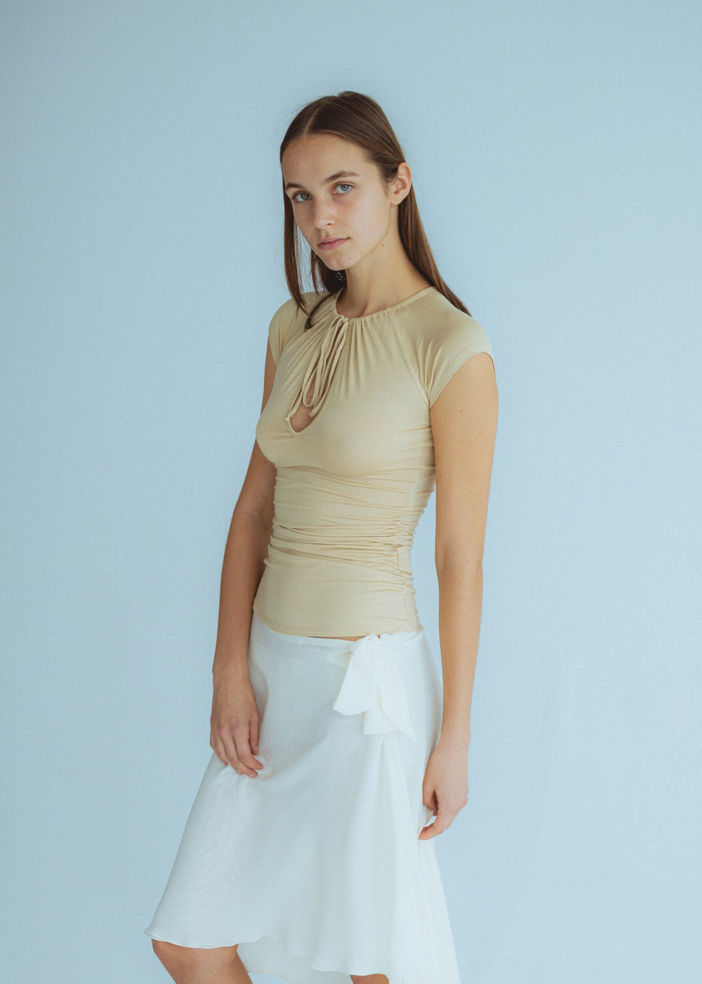 KEYHOLE MULTI WEAR TOP - BUTTER