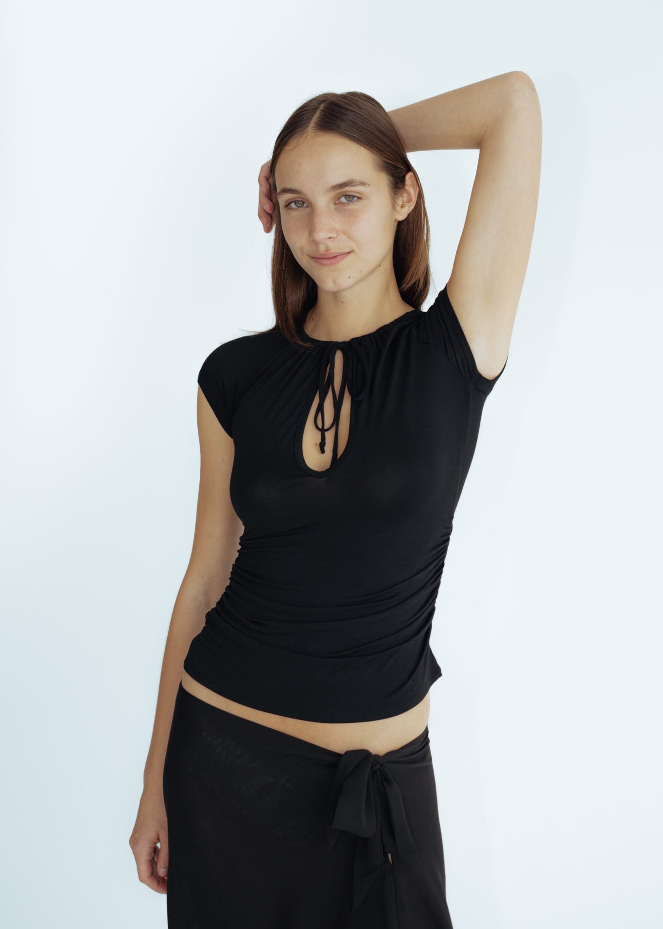 PREORDER 2 WEEKS - KEYHOLE MULTI WEAR TOP - BLACK