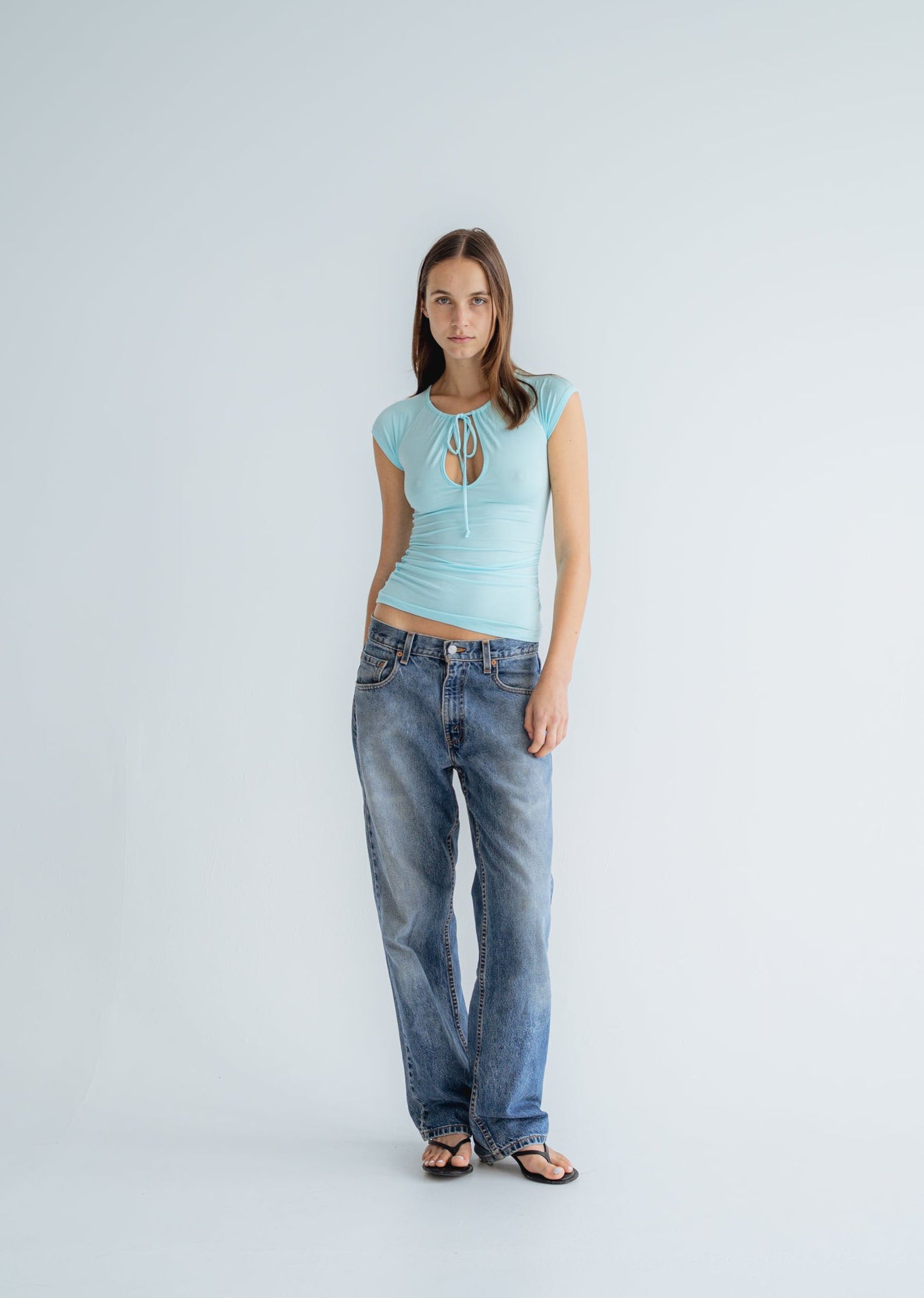KEYHOLE MULTI WEAR TOP - AQUA